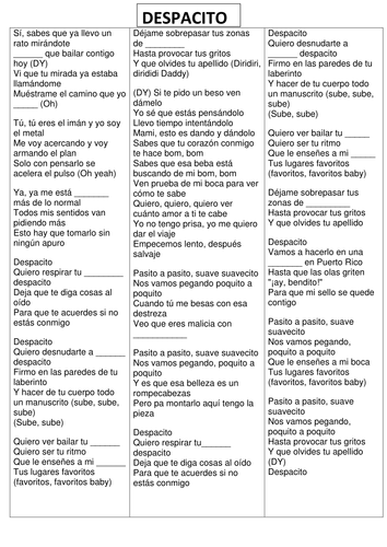 lyrics to despacito in english download lyrics to despacito in english download