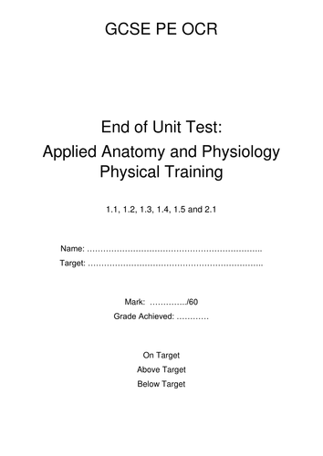 GCSE PE OCR - Exam paper 1.1 - 2.1