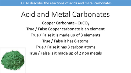 Metal Carbonates and Acids full lesson with balancing equations