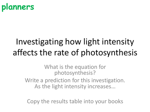 Investigating how light intensity affects the rate of photosynthesis