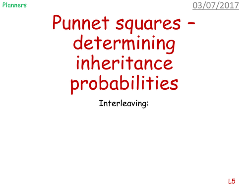 Determining genetic inheritances - punnet squares