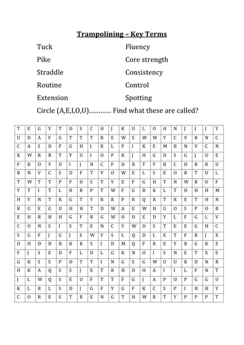 Trampoline wordsearch