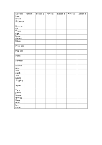 Fitness suite lesson worksheets and activities