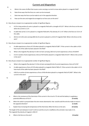 P7 Magnetism - Force on a current carrying wire