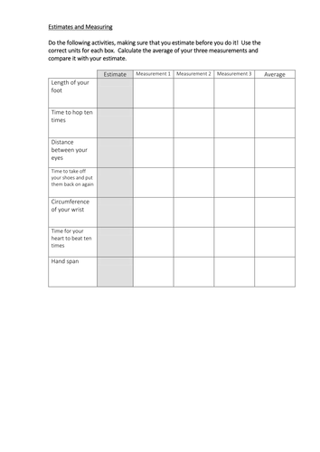 Maths Skills - Estimates