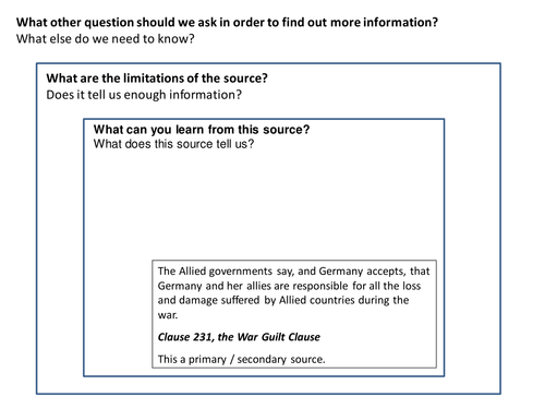 The Treaty of Versailles War Guilt Clause Source Analysis Activity