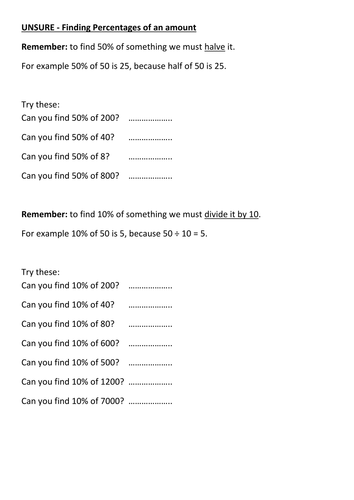 Percentages of Amounts