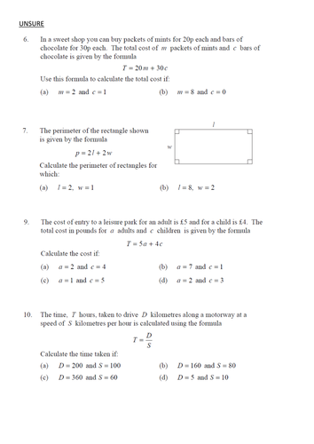 Substituting into Formulae