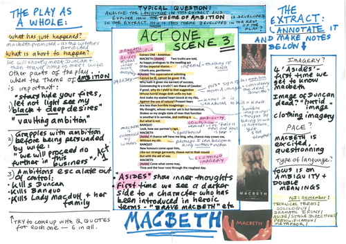 "Macbeth" - Detailed analysis of SEVEN key extracts from the play, in preparation for the exam