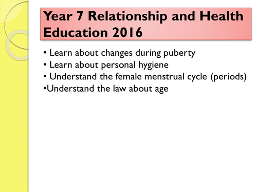 Secondary PSHE workshop slides basic sex education non offensive FEMALE