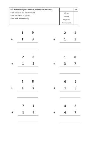 Addition and Subtraction Worksheets - Basics - SEN - Low Ability Older Children