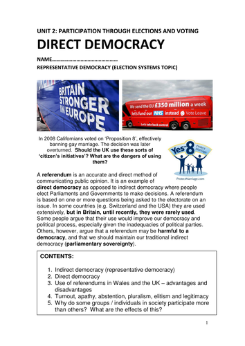 WJEC AS Government and Politics 2017 Specification Democracy