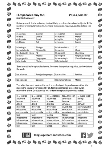 El español es muy fácil (Spanish is very easy)