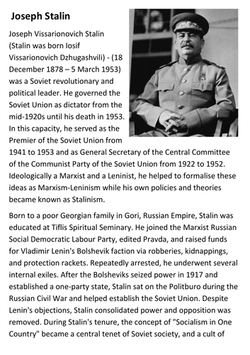 Joseph Stalin Handout