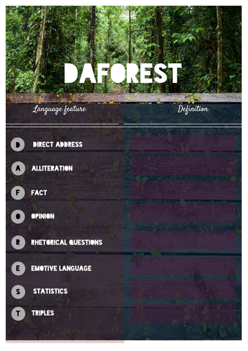 DAFOREST Poster and worksheet