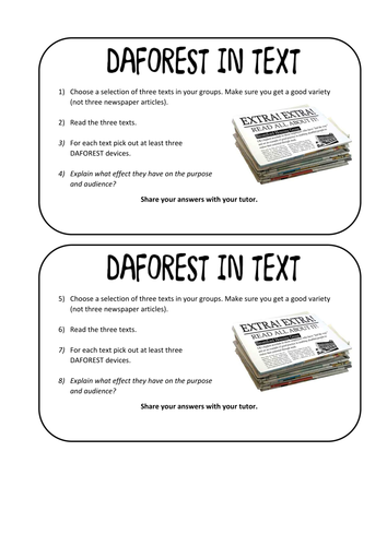 DAFOREST Task cards