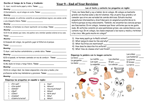 GCSE Spanish: Yr9 Revision of Grammar and Topics