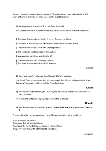AQA Paper 2 Victorian non fiction assessment