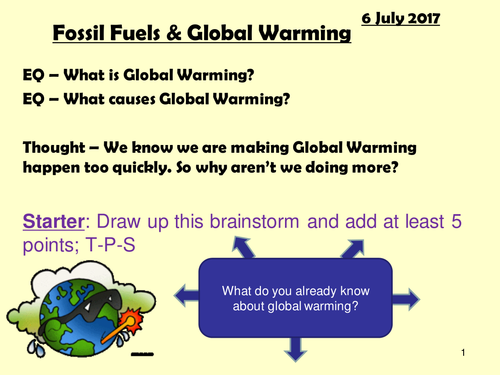 Energy; Fossil Fuels, Global Warming & Renewables