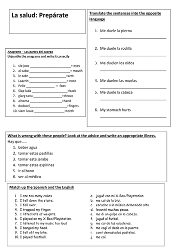 Spanish - La salud revision