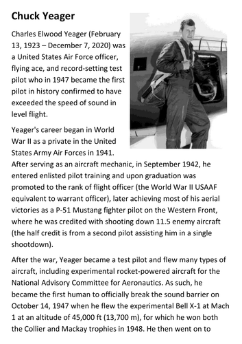 Chuck Yeager Handout