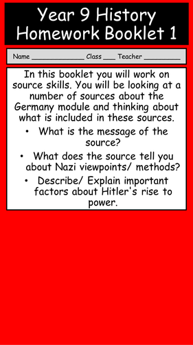 Germany 1918-1939 Homework Booklet