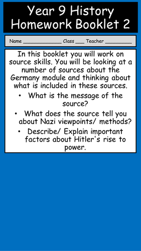 Germany 1918- 1939 Homework Booklet 2