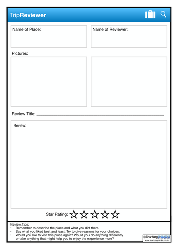 TripReviewers - Recount Writing Template