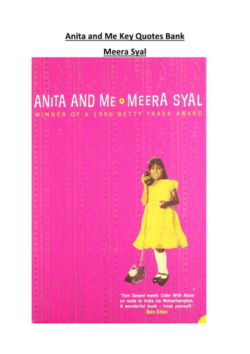 Anita and Me Key Quotes Booklet