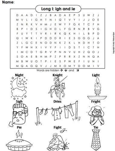 Long I: igh and ie Word Search
