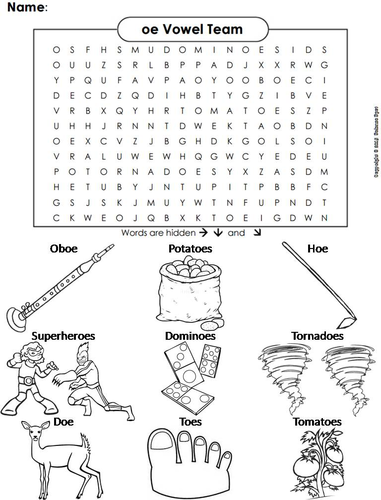 oe Vowel Team Word Search