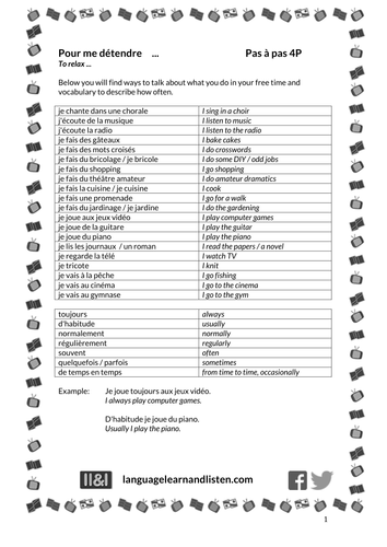 Pour me détendre (to relax)