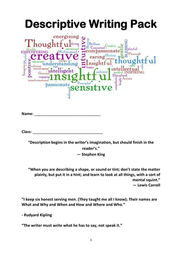 Creative writing booklet: description