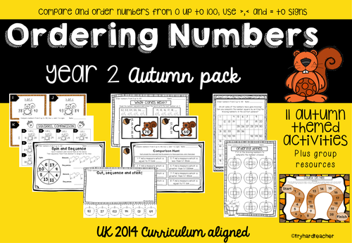 Yr2 Ordering Numbers Autumn Pack UK Curriculum 2014