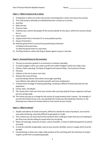 Unit 1 Revision booklet, LIBF CeFE