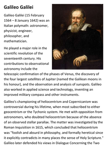 Galileo Galilei Handout