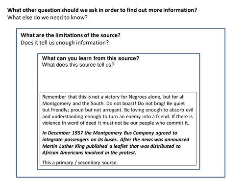 Martin Luther King Montogomery Bus Boycott Source Analysis Activity