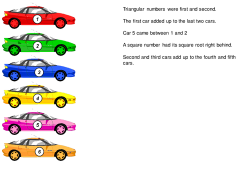 Primes, factors and multiples - car race (puzzle)