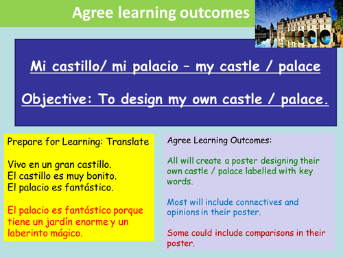 KS3 Spanish Cover Lesson Design Your own Castle