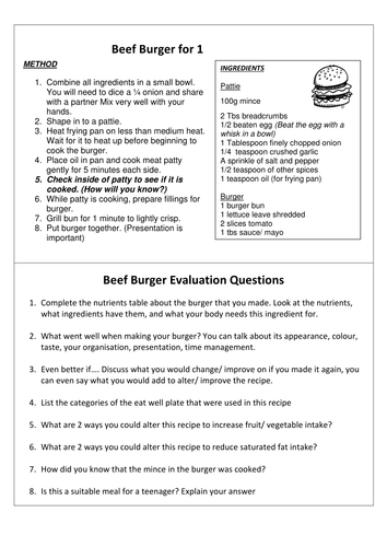 Year 9 Nutrition and Teenagers Unit Full Resource Pack