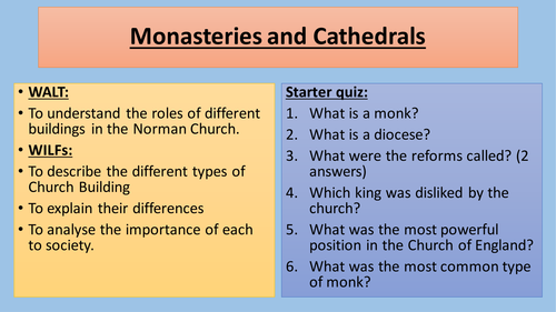 NEW AQA GCSE The Normans: Monasteries, Cathedrals, Abbeys and their differences
