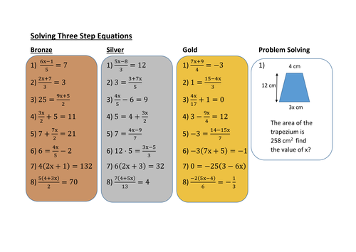 Solving Three Step Equations - Differentiated