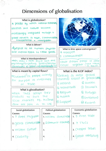 COMPLETED Global systems & global governance - New A level geography summary revision sheet WRITTEN