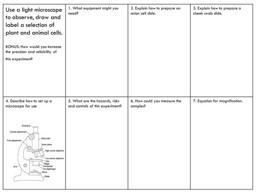 Biology New AQA 2016 Required Practical Revision Working Scientifically B1-4