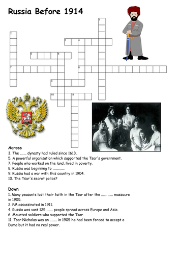 Russia Before 1914 Crossword Teaching Resources