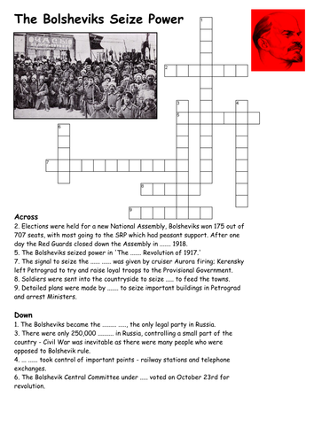 The Bolsheviks Seize Power Crossword Teaching Resources