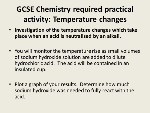 GCSE required practical changing temperatures