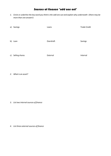 Odd one out starter activity