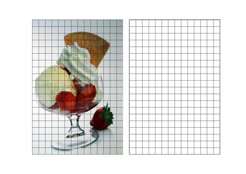 Wimbledon Strawberries and Cream Grid Drawing