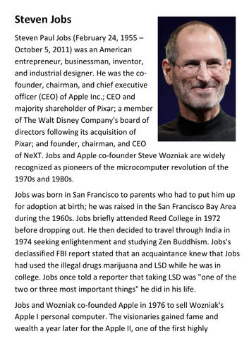Steve Jobs Handout
